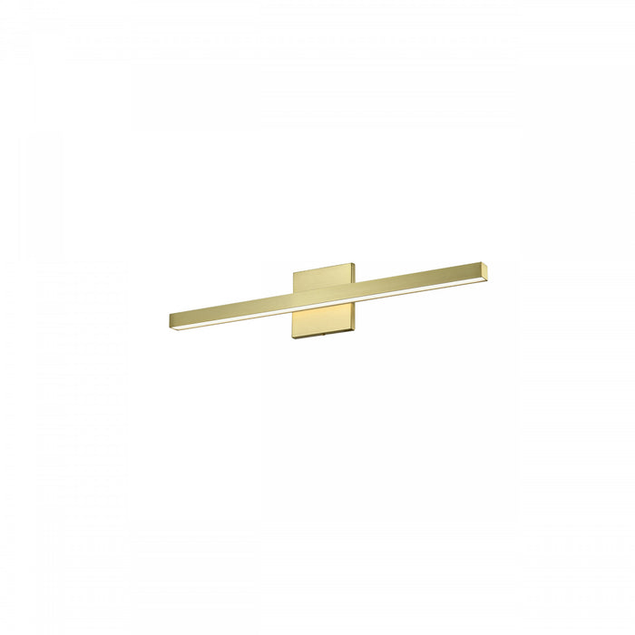 Lumière de coiffeuse Arandel de Dainolite en acrylique givré qui diffuse la lumière, avec fini laiton vieilli et ampoule à DEL de 18 W
