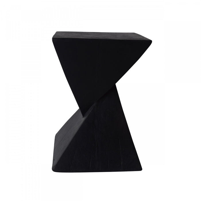 Table d'appoint geometrique torsadee Zane 18 pouces MGO, table laterale interieure a grain de bois, noir