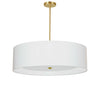 Luminaire suspendu Helena de Dainolite de 30 po de diamètre avec abat-jour blanc qui diffuse la lumière, fini laiton vieilli et 4 ampoules