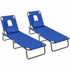 Outsunny 2pcs Chaise Longue Reglable, Chaise Longue Pliante Pour Le Jardin