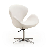 Chaise pivotante réglable Raspberry de Manhattan Comfort en chrome poli et en similicuir - blanche