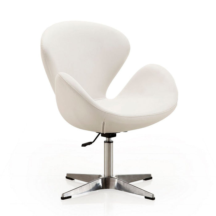 Chaise pivotante réglable Raspberry de Manhattan Comfort en chrome poli et en similicuir - blanche