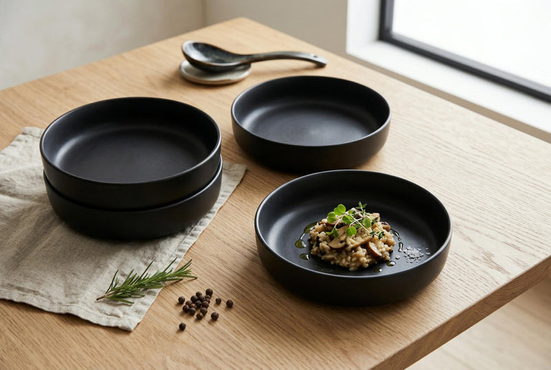 S&CO Gourmet Lisbon Ensemble de 4 Bols a Pates en Gres Noir
