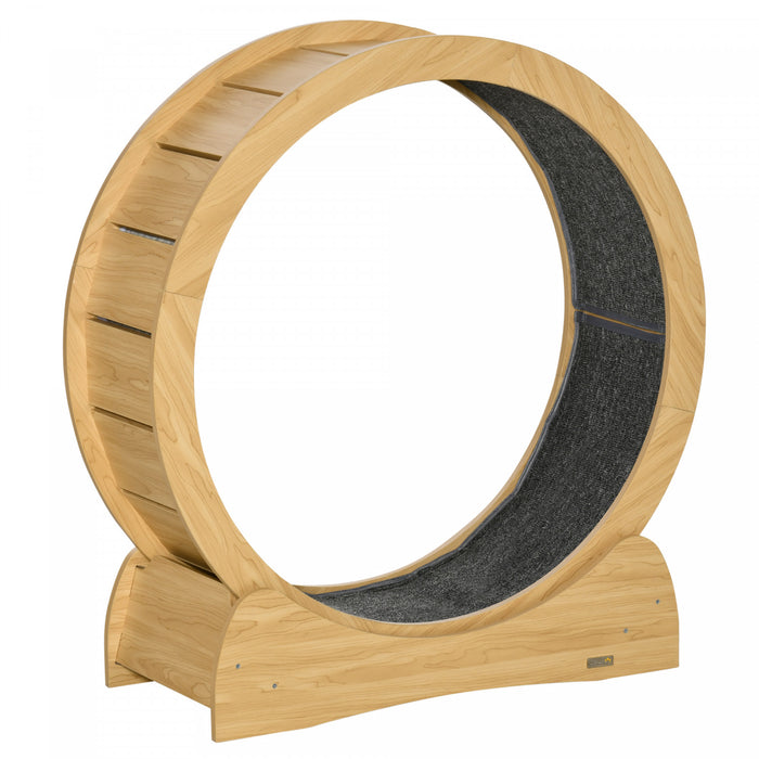 Pawhut Roue De Course Pour Chat, Tapis Roulant D'exercice Pour Chat Avec Frein, Tapis De Course En Moquette, Appareil De Perte De Poids Pour Animaux De Compagnie, Naturel