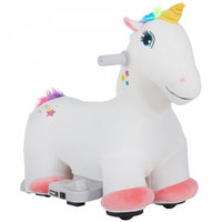 Qaba Cheval Electrique 6v, Cheval Electrique A Piles Pour Enfants, Jouet Poney Avec Musique, Roues E
