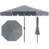 Parasol de patio Costway 10 FT avec reglage d'inclinaison a manivelle, bordures, haut ventile, 8 baleines, gris