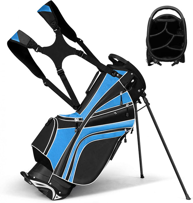 Costway Golf Stand Cart Bag Club W/6 Way Divider Carry Organizer Poches Stockage Bleu