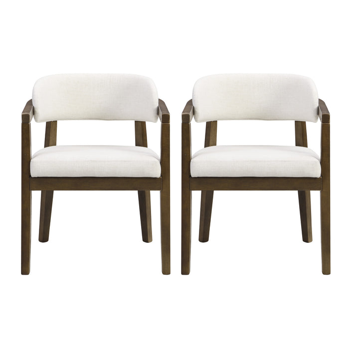 Sophia Ensemble de 2 chaises de salle a manger avec accoudoirs et structure en bois de caoutchouc, noyer