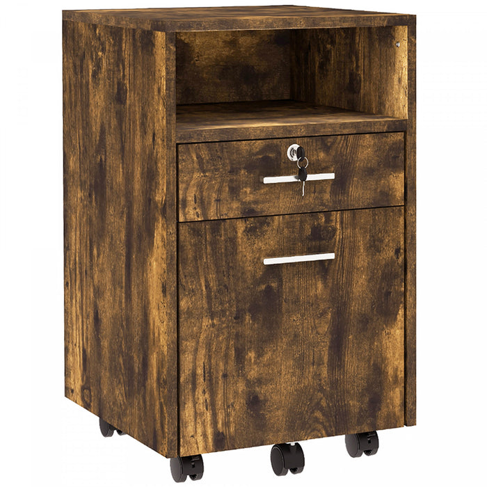 Vinsetto Classeur a 2 tiroirs avec serrure pour format lettre A4, brun