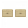 Table de nuit moderne Grace 28\" en chene naturel et noir (2 tiroirs) - Lot de 2