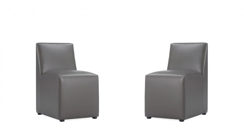 Chaise de salle a manger moderne en cuir vegetalien graphite Anna - Lot de 2
