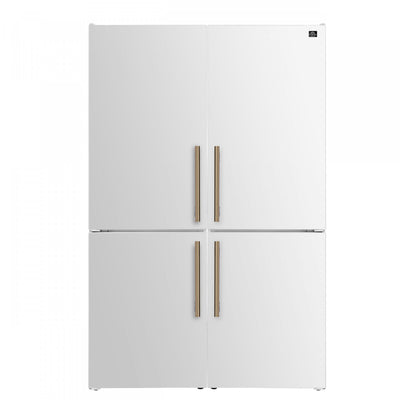 Forno Custodia 48" Bottom Freezer combo, 20.6 cu.ft., Ice Maker, Total No frost, White - FFFFD1766-48WHT Refrigerator | Refrigerateur Custodia de 48 po, 20,6 pi³, avec machine a glacons, blanc – FFFFD1766-48WHT