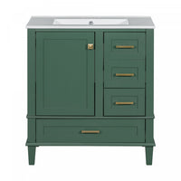 Katherine Meuble-lavabo De Salle De Bain 30 Po En Bois Massif Avec Lavabo Integre - Vert