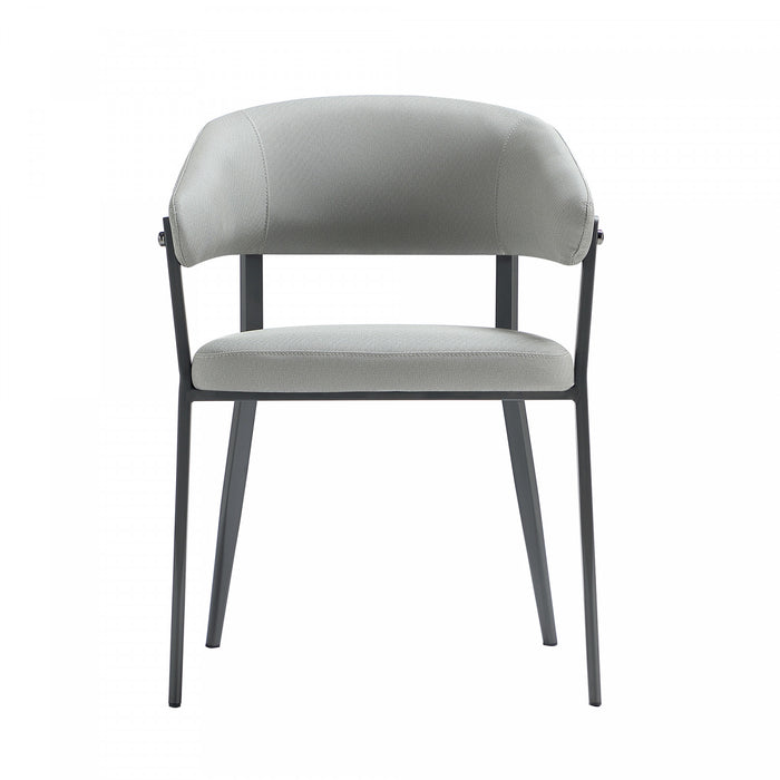 Chaise de salle a manger moderne en metal et tissu Belle, gris pierre