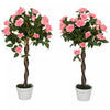 Set de 2 Rosiers Artificiels avec Fleurs Realistes, Outsunny, Rose