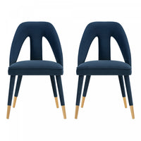  Chaise de salle a manger moderne Neda en velours bleu nuit - Lot de 2