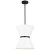 Luminaire suspendu Caterine de Dainolite de 12 po de diamètre, avec abat-jour blanc, anneau noir, fini noir mat et 1 ampoule