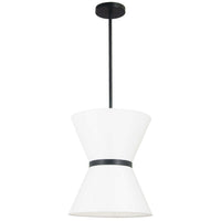 Luminaire suspendu Caterine de Dainolite de 12 po de diamètre, avec abat-jour blanc, anneau noir, fini noir mat et 1 ampoule