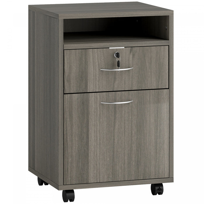HOMCOM Classeur Vertical avec Tiroir Verrouillable, Classeur, Gris