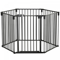 Pawhut Barriere De Securite Pour Animaux Domestiques, Parc A 6 Panneaux, Cheminee, Arbre De Noel, Cl