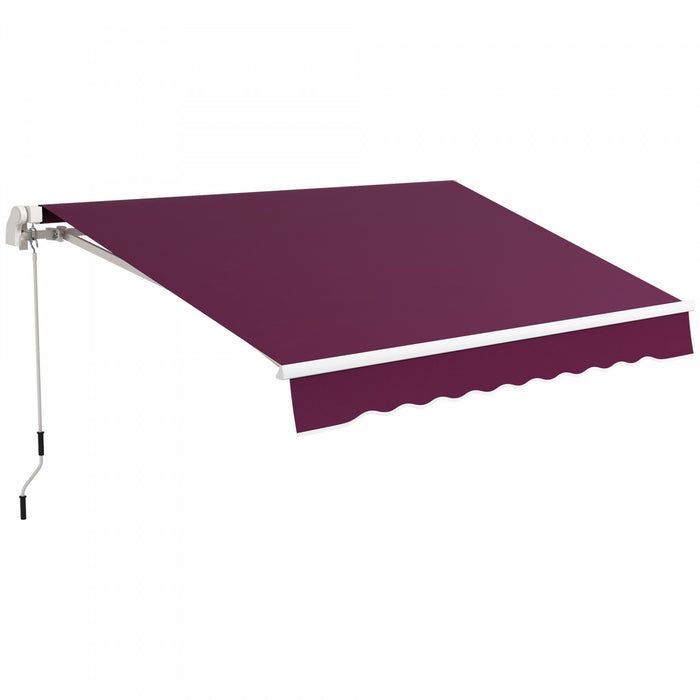 Outsunny Auvent Retractable 10' X 6.5' Avec Lumieres Led, Uv40+, Rouge Vin