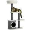 Arbre A Chat Pawhut De 99 Cm Pour Interieur, Tour A Chat Avec Griffoirs, Niche, Perchoir, Plateformes, Centre D'activites Pour Chatons A Plusieurs Niveaux, Blanc