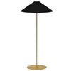Lampe à pied Maine de Dainolite avec abat-jour effilé noir et doré, fini laiton vieilli et 1 ampoule