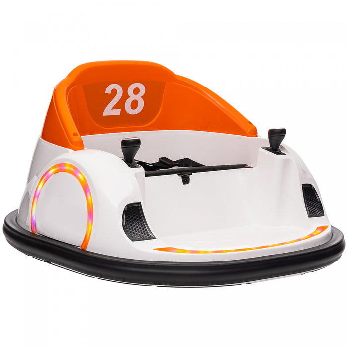 Qaba Voiture Electrique Avec Rotation A 360 Degres 12v, Telecommande, Lumieres Led, Klaxon, Pour Les Enfants De 1,5 A 5 Ans, Orange