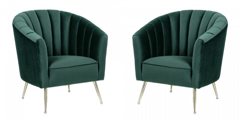 Fauteuil d’appoint moderne du milieu du siecle Rosemont en velours vert – Lot de 2