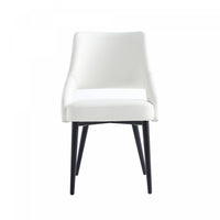 Chaise de salle a manger moderne Tremont en metal et cuir vegetalien blanc