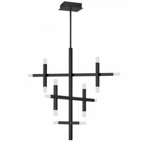 Lustre Acasia de Dainolite en acrylique givré qui diffuse la lumière, avec fini noir mat et ampoule de 42 W