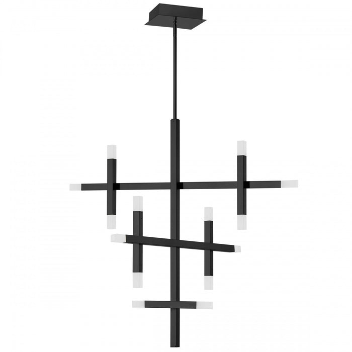 Lustre Acasia de Dainolite en acrylique givré qui diffuse la lumière, avec fini noir mat et ampoule de 42 W