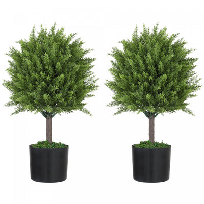 HOMCOM Set of 2 Decorative Artificial Plants, Fake Plants for Home, Green
