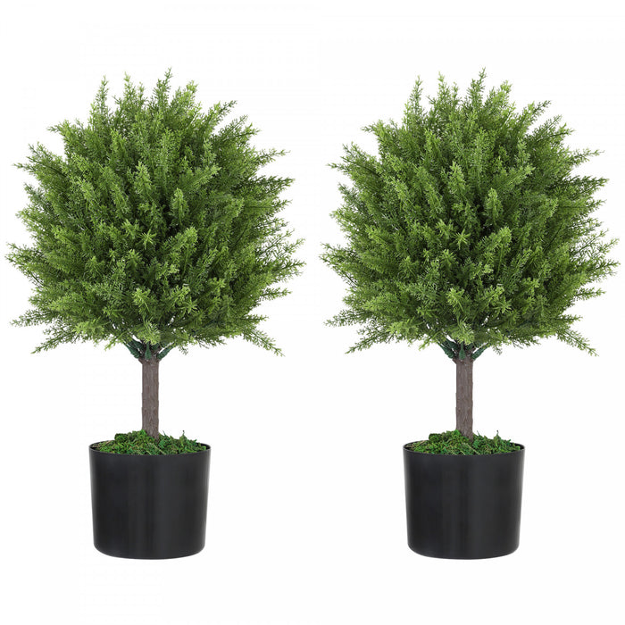 HOMCOM Lot de 2 plantes artificielles decoratives, fausses plantes, vert