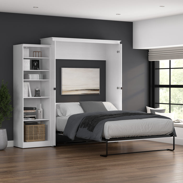 Grand lit escamotable Key West de Bestar de 94 po (L) avec organisateur de garde-robe - blanc chêne solide