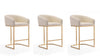 Tabouret de comptoir rembourre en metal style mid-century Louvre, creme - Lot de 3
