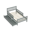 Emma – Lit Plateforme en Bois avec Barrieres de Protection et Tiroirs de Rangement, Format Simple - Gris