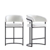 Tabouret de comptoir moderne Augusta en metal et tissu, blanc - Lot de 2