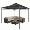 Outsunny Tonnelle 3 x 3 m, Abri de Jardin a Toit Souple a 2 Niveaux, Gris Fonce
