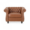 Gibbon Fauteuil Confortable Avec Revetement En Similicuir Et Dossier Capitonne, Marron