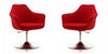 Fauteuil pivotant moderne Kinsey en melange de laine rouge - Lot de 2