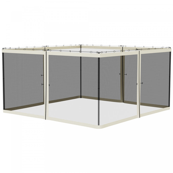 Outsunny 13' X 13' Filet De Remplacement Pour Gazebos Et Tentes Avec Fermetures Eclair, Creme