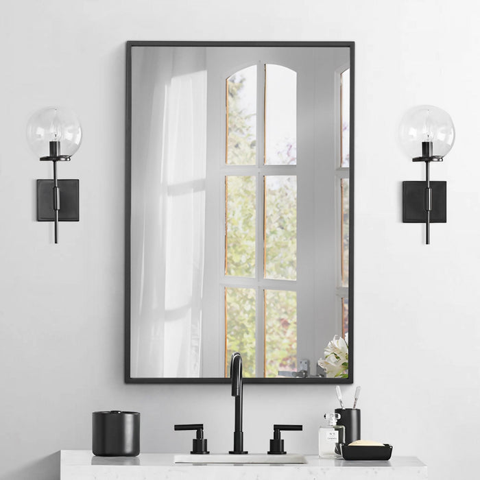 Miroir rectangulaire linéaire Arcus 30 po x 40 po fabriqué à la main - noir