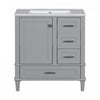 Katherine Meuble-lavabo De Salle De Bain 30 Po En Bois Massif Avec Lavabo Integre - Gris