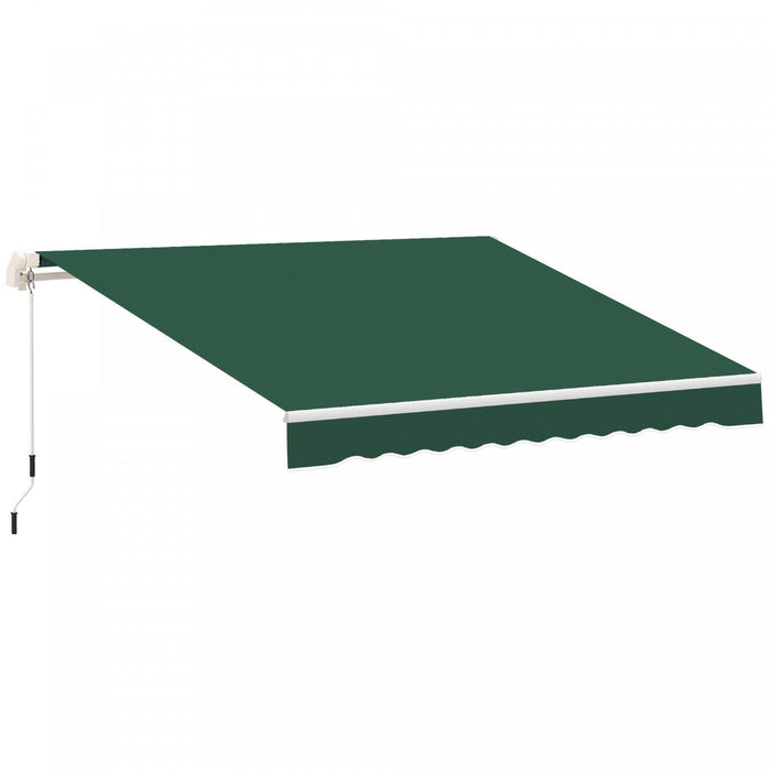 Outsunny 11,8x8,2 Pi Auvent De Patio Retractable Manuel Resistant A L'eau Pare-soleil Pour Terrasse Exterieure Fenetre Porte Auvent Abri Vert
