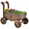 Jardiniere En Bois En Forme De Brouette, Chariot Decoratif Avec Roues, Poignees, Trou De Drainage, Support De Pot De Fleurs Roulant, Pot De Fleurs Rustique, Interieur Et Exterieur, Jardin, Terrasse, Balcon,