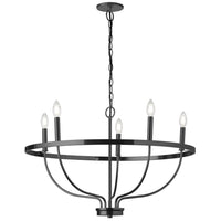 Lustre Cesar de Dainolite avec fini noir mat et 5 ampoules