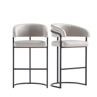  Tabouret de bar moderne Augusta en metal et tissu gris clair - Lot de 2