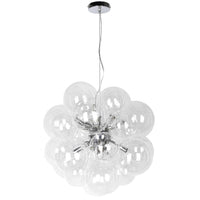 Lustre Comet de Dainolite en verre transparent, avec fini chromé poli et 6 ampoules