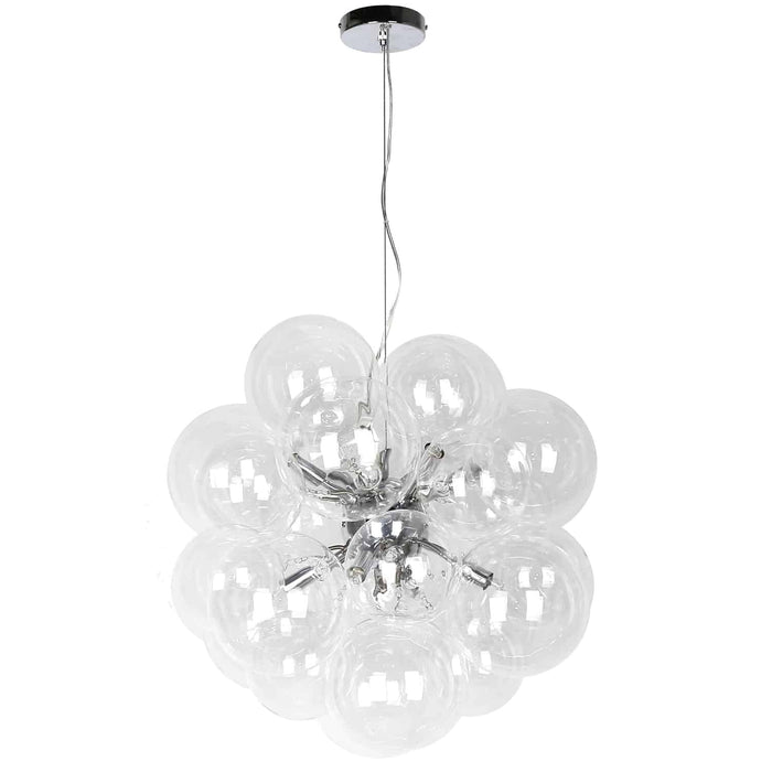 Lustre Comet de Dainolite en verre transparent, avec fini chromé poli et 6 ampoules